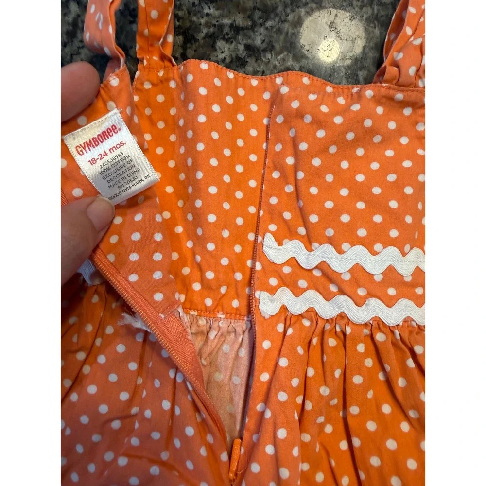 Gymboree Orange Polka Dot‎ Ric-Rac Cotton Dress Girls 18-24 Months 240538993